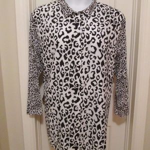 H&M Black & White Leopard Print Button Down